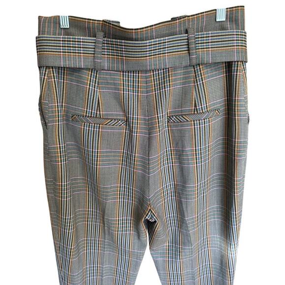 Veronica Beard Clerence Pant Tweed Waist Tie Paperbag Plaid Brown Trouser Size 8 - Picture 10 of 15
